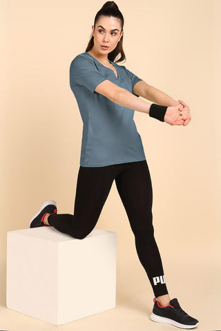 247 Zactive™ M-Blue Zipless Maternity Top & Legging Set