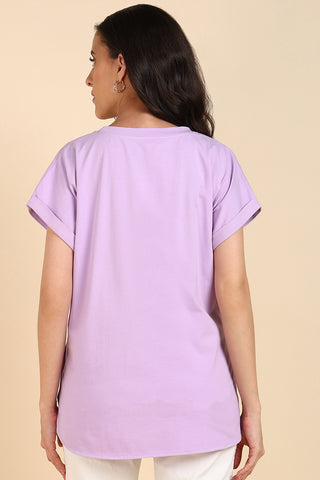 Lavender 100% Soft Cotton Zipless Maternity Feeding Top