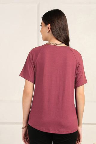 Deep Rose Nursing Top; side zip access ensures simple and quick nursing.