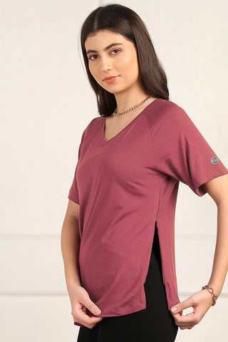 Deep Rose Top; generous fit is suitable for wear during pregnancy and nursing.
