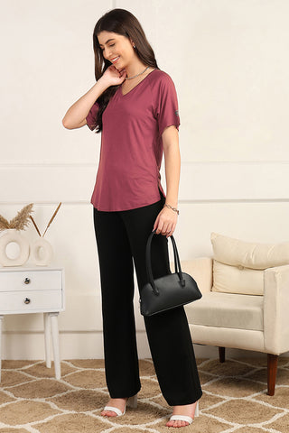 Deep Rose Solid Top; deep rose color is suitable for a range of styles.