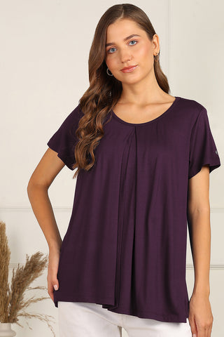 Plum Zipless Top; neckline allows fast, discreet breastfeeding access.