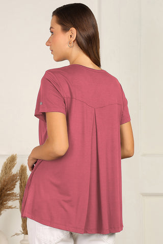 Dusty Rose Nursing Top; zipless access ensures simple and quick feeding.