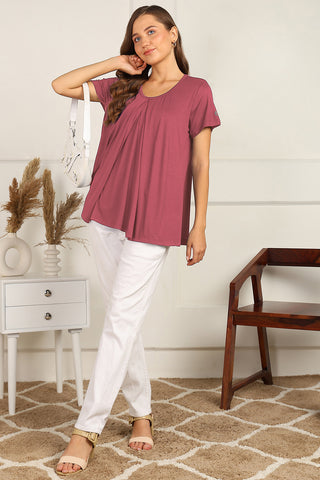 Dusty Rose Fabric; soft material provides all-day comfort for mothers.