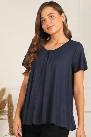 Navy Zipless Top; stretch neckline allows fast and comfortable breastfeeding.