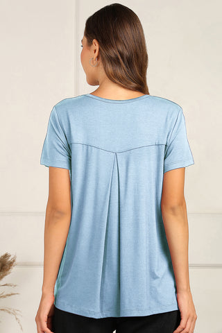 Ice Blue Pleated Top; pleats provide shape and room for a growing belly.