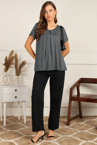 Charcoal Grey Fabric; soft material provides all-day comfort for mothers.