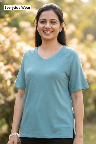 Sea Green Solid Nursing Top with Side Zip Access