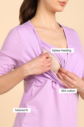 247 Zactive™ Lavender Zipless Maternity Feeding Top