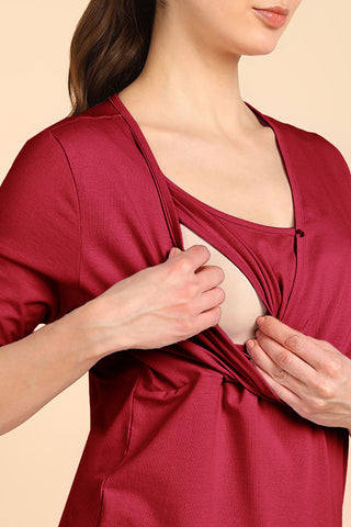 247 Zactive™ Deep Red Zipless Maternity Top & Legging Set