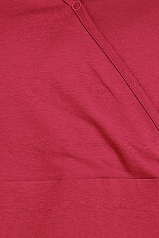 Interior view of 247 Zactive™ Deep Red Zipless Maternity Feeding Top showing inner lining.
