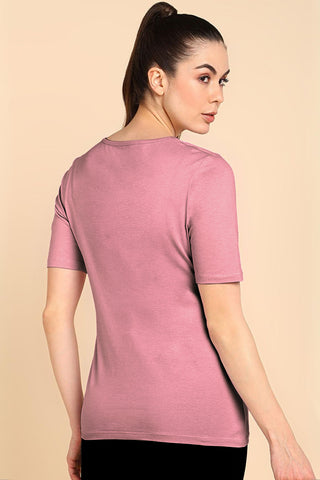 247 Zactive Deep Salmon Zipless Maternity Feeding Top - Front view showing breathable fabric and practical nursing