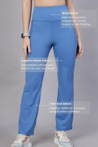 High Waisted Gentle Compression Blue Postpartum Pants