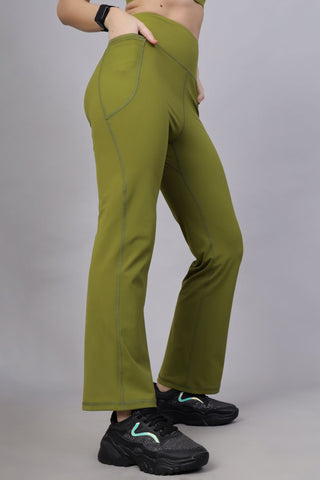 Olive Pants; gentle compression provides support to the core after delivery.