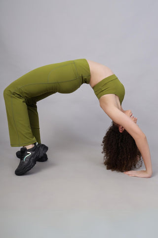 Olive Postpartum Pants; suitable for daily wear and professional settings after childbirth.