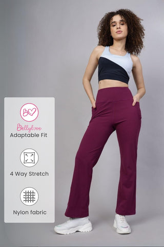 High Waisted Gentle Compression Wine Postpartum Pants