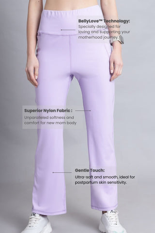 Lavender Postpartum Pants; high waist provides full coverage and support for the tummy.