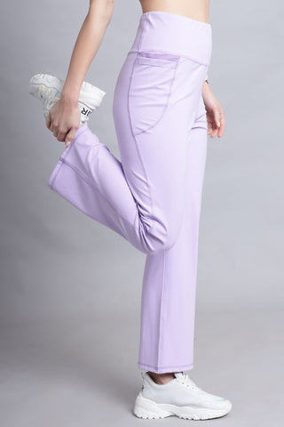 Lavender Postpartum Pants; tapered leg offers a clean line suitable for formal wear.