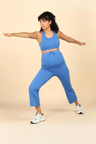 Full Bump-Coverage Blue Flair Maternity Pants