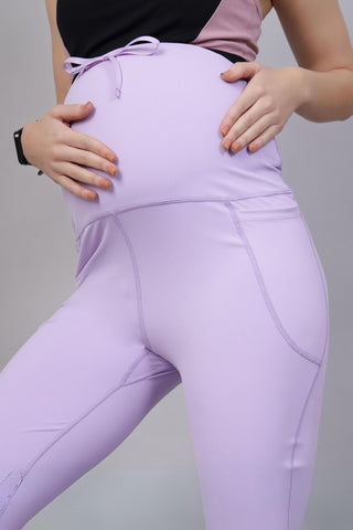 Full Bump-Coverage Lavender Flair Maternity Pants