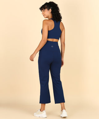 Full Bump-Coverage Navy Blue Flair Maternity Pants