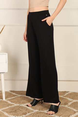 Black High Waist Pajama; product is suitable for maternity and postpartum sleep and lounging.