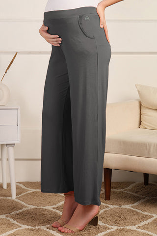 Charcoal Grey Pajama waistband; construction ensures support for growing pregnancy.