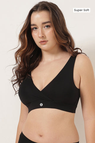 247 (Upgraded) Black Modal Padded Maternity Feeding Bra
