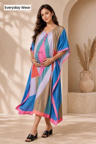 Multicolor Maternity Zipless Feeding Kaftan