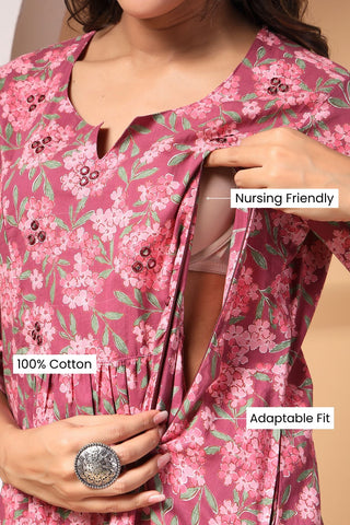 Floral Whisper Maternity Kurta Ensemble - House Of Zelena™