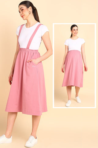 Pretty Pink Cotton Skirt; functional bottom wear for all trimesters of pregnancy.