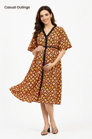 The Graphic Print Zipless Feeding Shirt Dress That Turns Heads