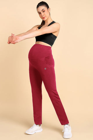 247 Zactive™ Deep Red High Waist Trousers (Pregnancy & Postpartum)