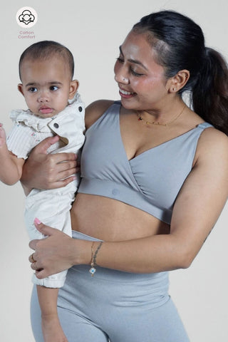 247 Extra Support Cotton Feeding Bra with Adjuster - Light Grey