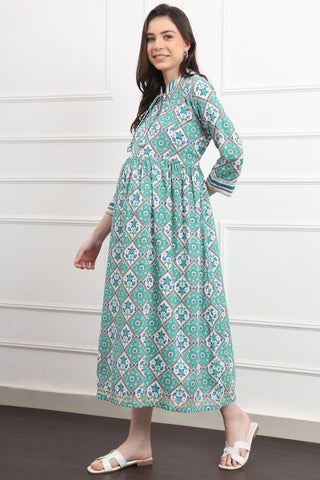 Teal and white maternity dress - House Of Zelena™