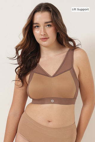 Sculpt & Lift Powermesh Bra - Brown