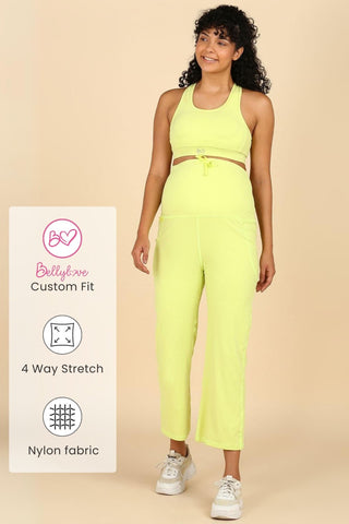 Full Bump-Coverage Lime Flair Maternity Pants
