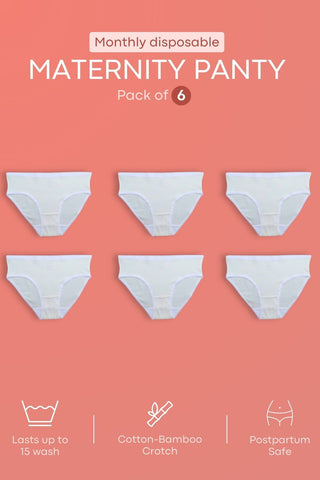 Monthly Disposable White Maternity Panties (Pack of 6)
