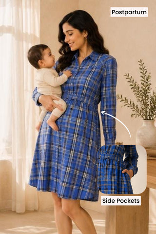 Blue Check Shirt Dress