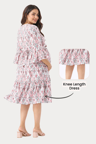 Blush Breeze Ikat Maternity TierDress