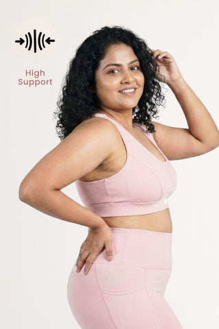 Fixed Padded Modal Maternity Feeding Bra with Support - Light Pink