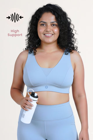 Fixed Padded Modal Maternity Feeding Bra with Support - M-Blue