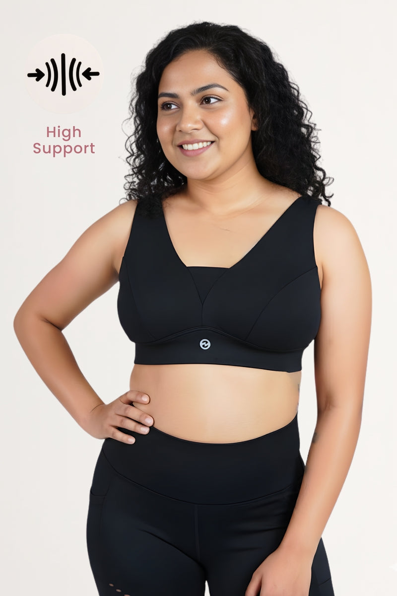 Fixed Padded Modal Maternity Bra with Support - Black