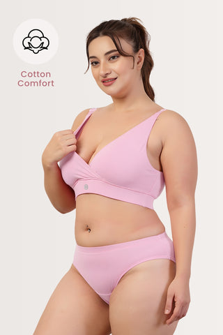 247 Extra Support Cotton Feeding Bra with Adjuster - Pink