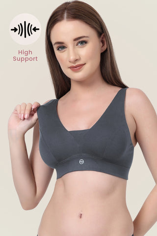 Steel Grey Fixed Padded Bra; modal fabric ensures soft comfort and smooth shape.