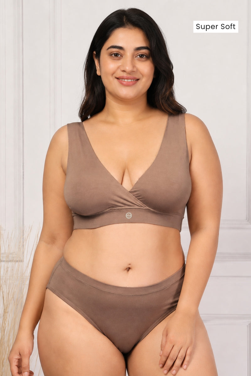 247 (Upgraded) Light Coco Modal Padded Maternity Feeding Bra
