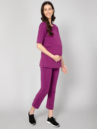 247 Mom Lavender High Waisted Maternity Trouser WITH POCKETS - House Of Zelena