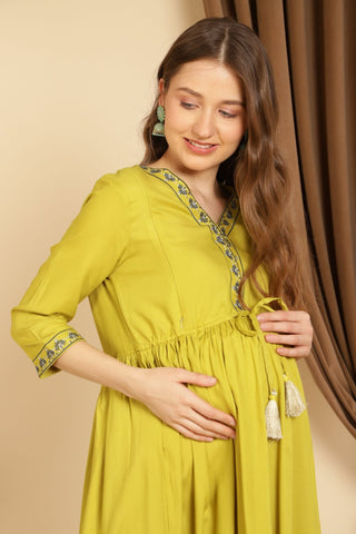 Green Dream Maternity Dress with Pocket - 