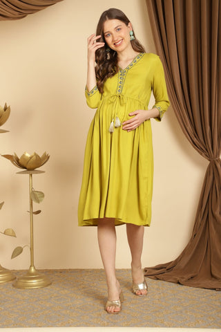Green Dream Maternity Dress with Pocket