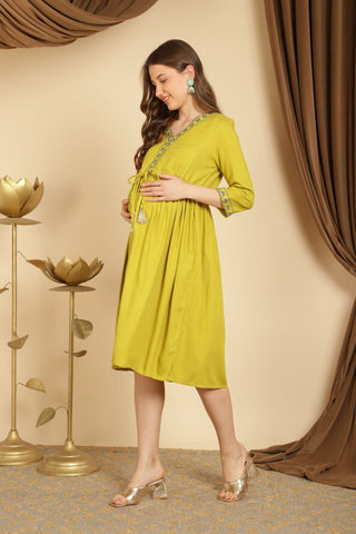 Green Dream Maternity Dress with Pocket - House Of Zelena